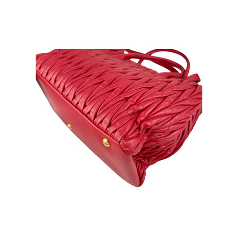 Miu Miu Rosso Matelasse Quilted Leather Tote Bag