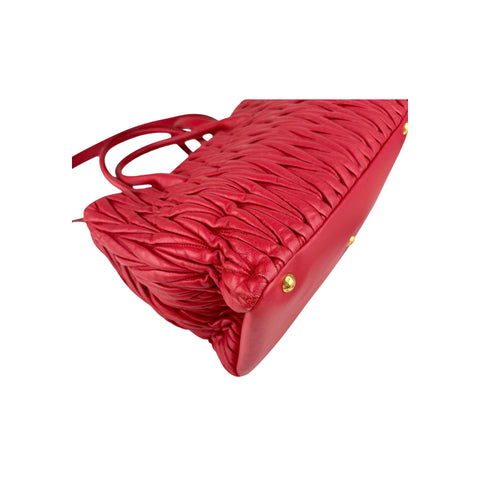 Miu Miu Rosso Matelasse Quilted Leather Tote Bag