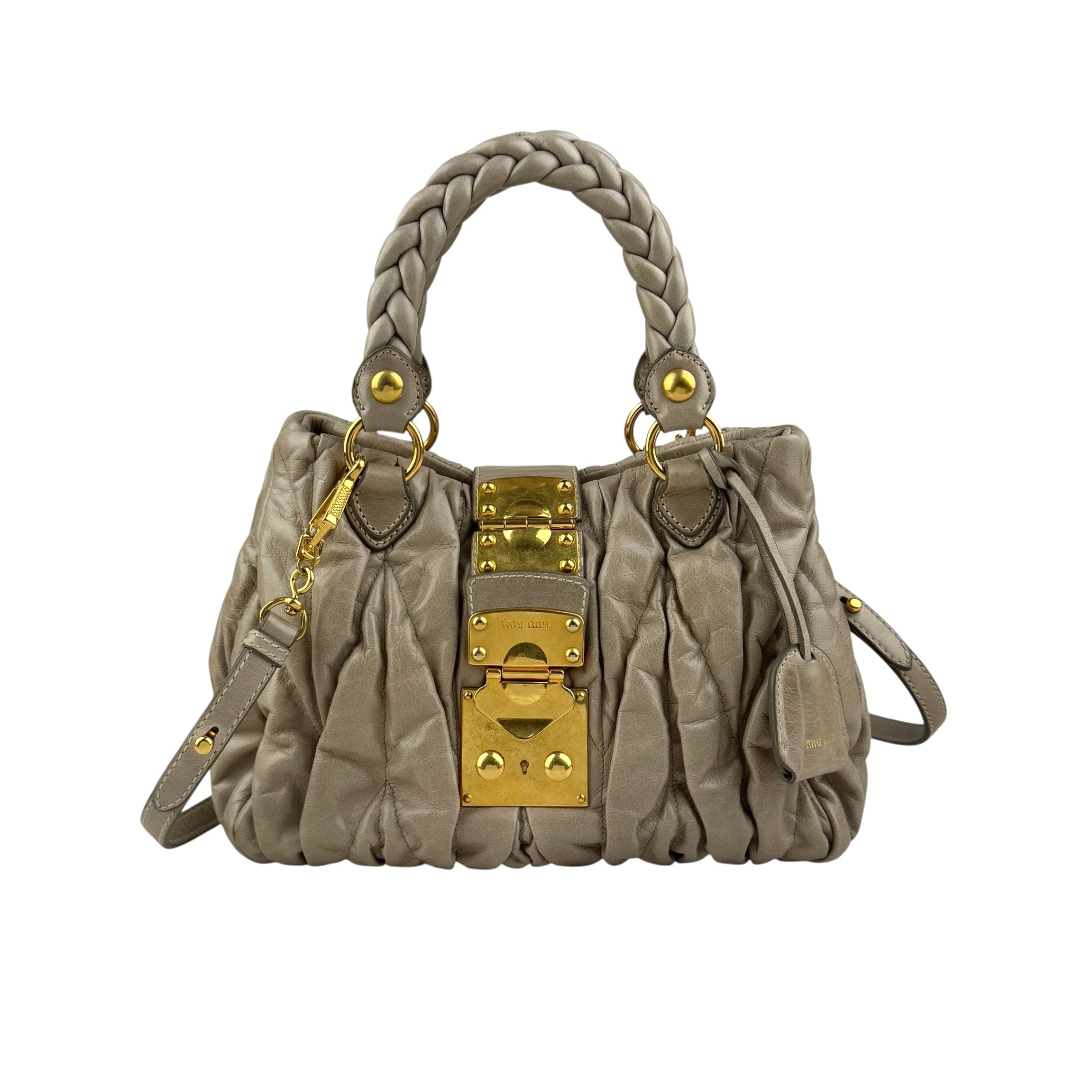 miu miu matelasse two-way handbag front