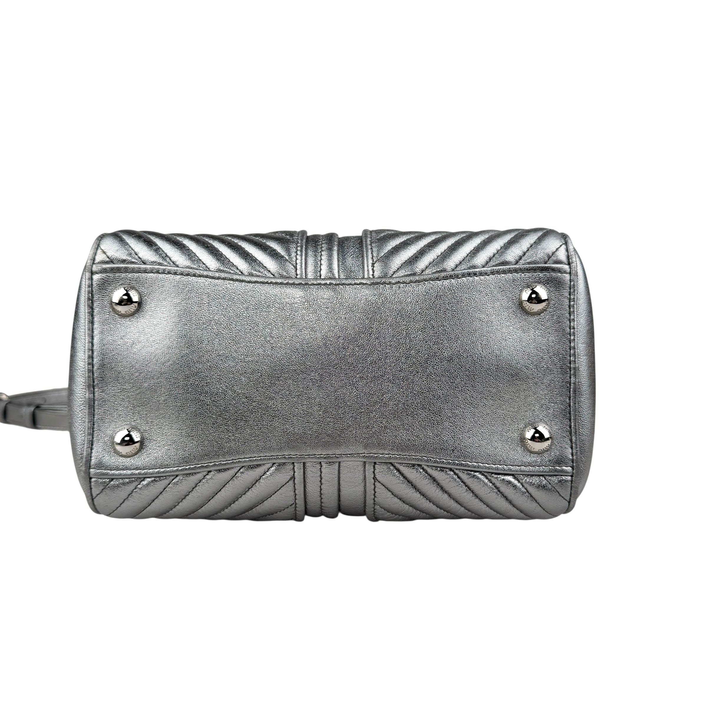 miu miu nappa biker womens silver leather shoulder handbag bottom