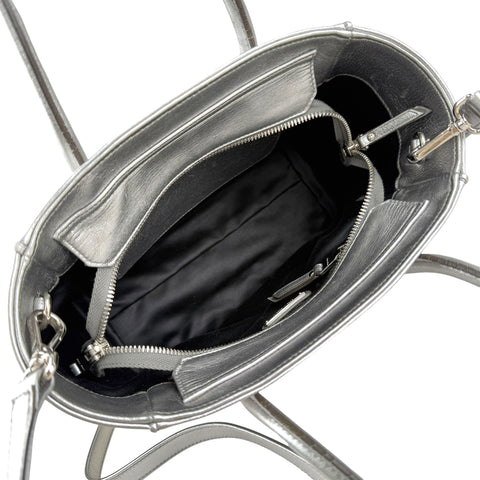 miu miu nappa biker womens silver leather shoulder handbag inside