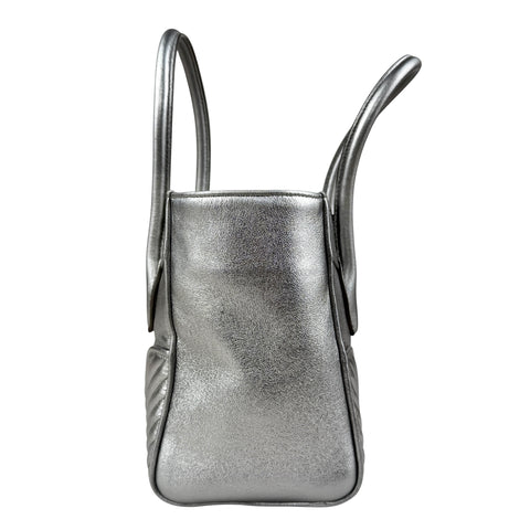 miu miu nappa biker womens silver leather shoulder handbag right