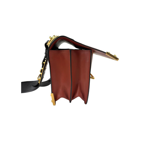 Prada Black/Brick Brown Leather Cahier Shoulder Bag