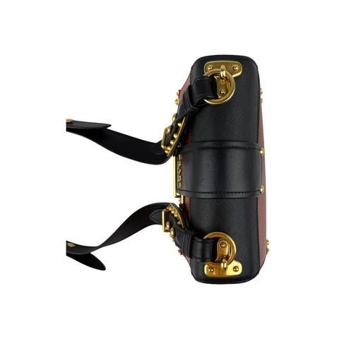 Prada Black/Brick Brown Leather Cahier Shoulder Bag