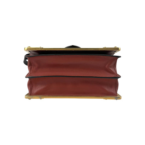 Prada Black/Brick Brown Leather Cahier Shoulder Bag