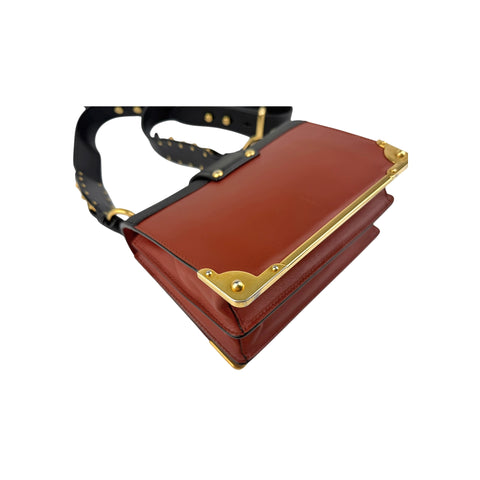 Prada Black/Brick Brown Leather Cahier Shoulder Bag