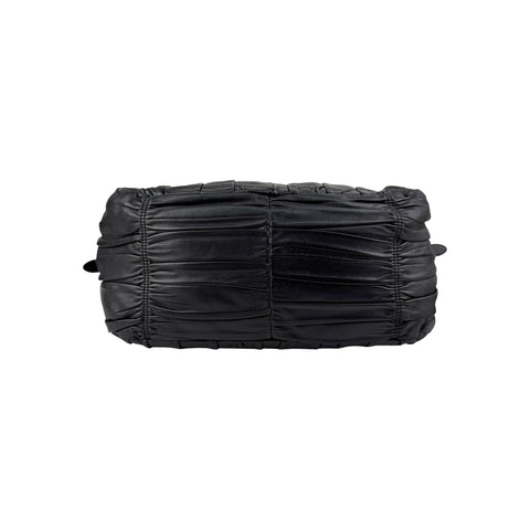 Prada Black Gaufre Tessuto Nylon and Leather Shopping Tote Bag