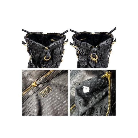 Prada Black Nappa Gauffre Leather Tote Bag
