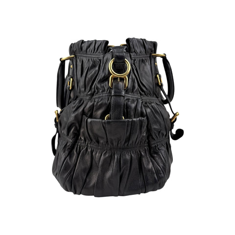 Prada Black Nappa Gauffre Leather Tote Bag