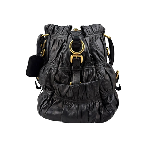 Prada Black Nappa Gauffre Leather Tote Bag