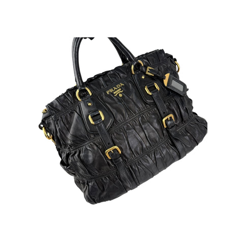 Prada Black Nappa Gauffre Leather Tote Bag