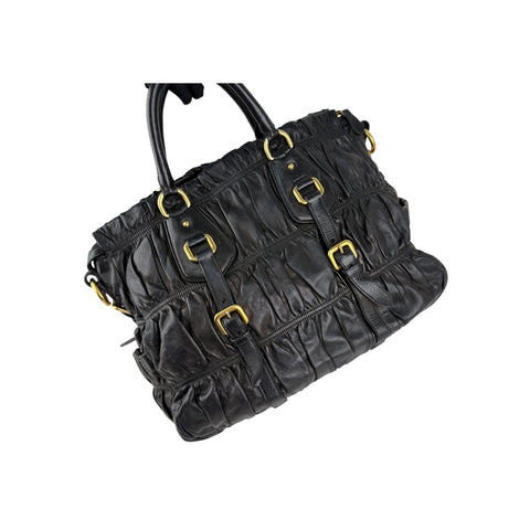 Prada Black Nappa Gauffre Leather Tote Bag