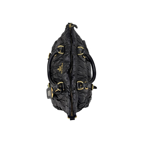 Prada Black Nappa Gauffre Leather Tote Bag
