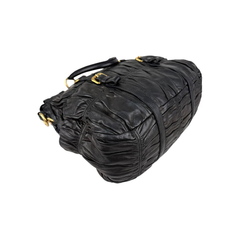 Prada Black Nappa Gauffre Leather Tote Bag