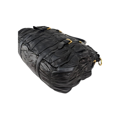 Prada Black Nappa Gauffre Leather Tote Bag