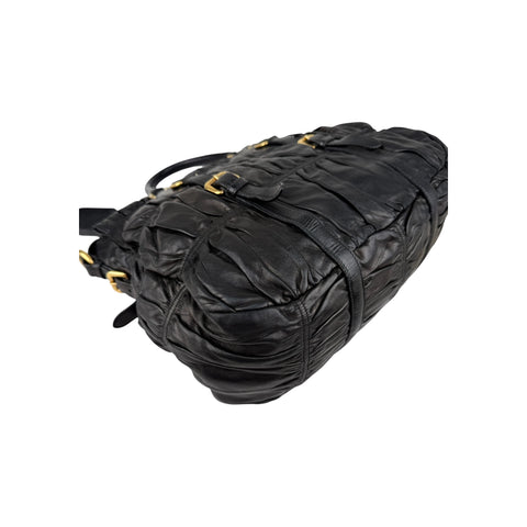 Prada Black Nappa Gauffre Leather Tote Bag