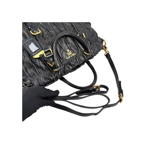 Prada Black Nappa Gauffre Leather Tote Bag