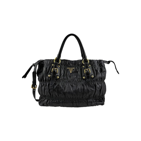 Prada Black Nappa Leather Gaufre Tote Bag
