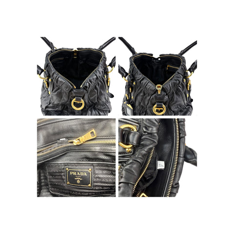 Prada Black Nappa Leather Gaufre Tote Bag