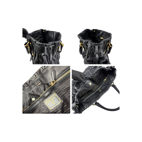 Prada Black Nappa Leather Gaufre Tote Bag