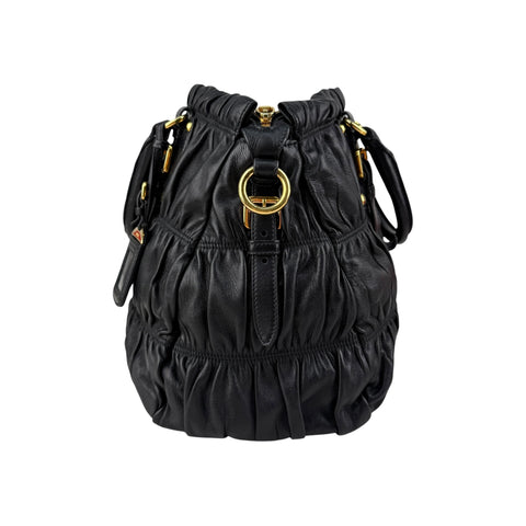 Prada Black Nappa Leather Gaufre Tote Bag