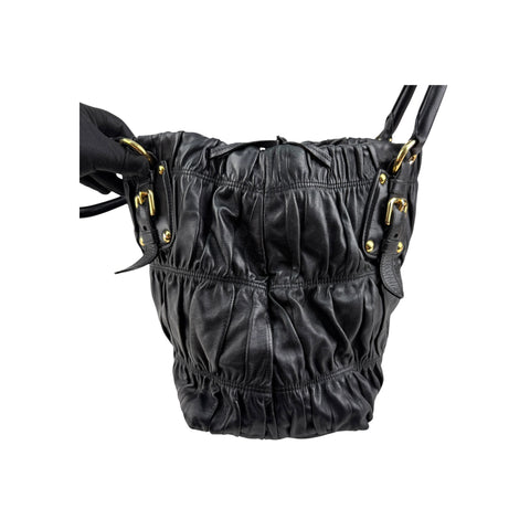 Prada Black Nappa Leather Gaufre Tote Bag