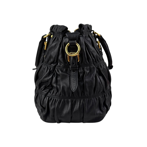 Prada Black Nappa Leather Gaufre Tote Bag