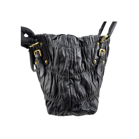 Prada Black Nappa Leather Gaufre Tote Bag