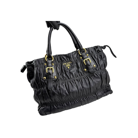 Prada Black Nappa Leather Gaufre Tote Bag