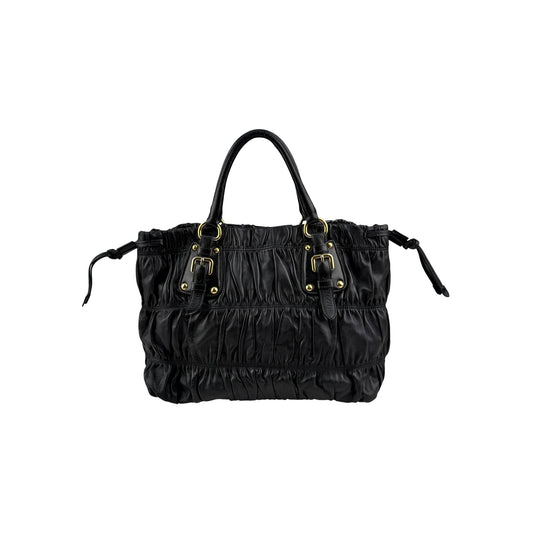Prada Black Nappa Leather Gaufre Tote Bag