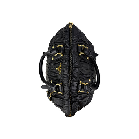 Prada Black Nappa Leather Gaufre Tote Bag