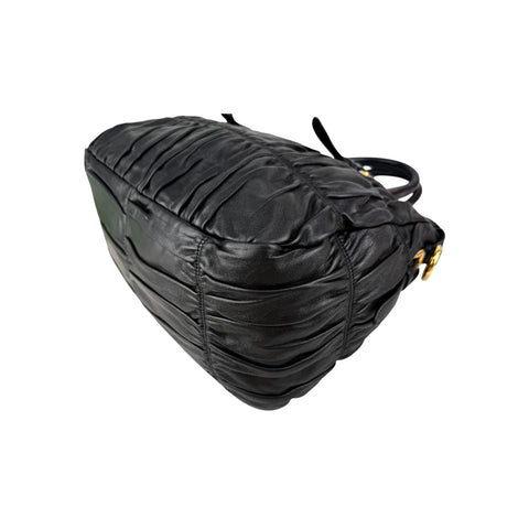 Prada Black Nappa Leather Gaufre Tote Bag
