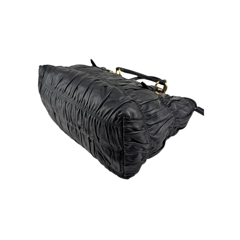 Prada Black Nappa Leather Gaufre Tote Bag