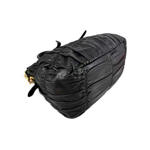 Prada Black Nappa Leather Gaufre Tote Bag