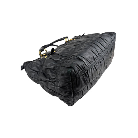 Prada Black Nappa Leather Gaufre Tote Bag