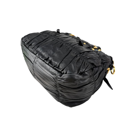 Prada Black Nappa Leather Gaufre Tote Bag