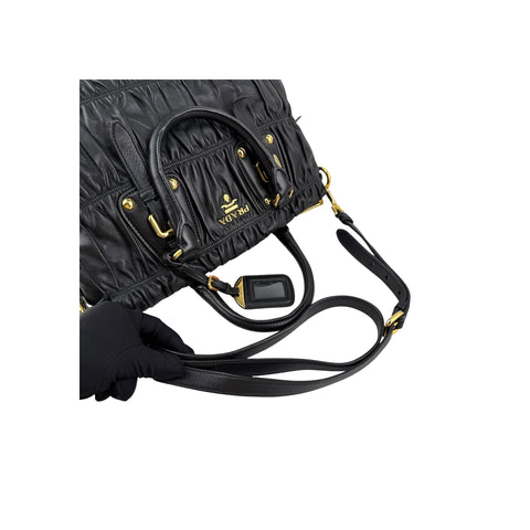 Prada Black Nappa Leather Gaufre Tote Bag