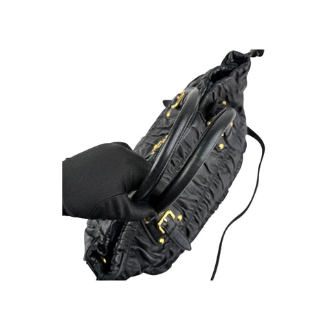 Prada Black Nappa Leather Gaufre Tote Bag