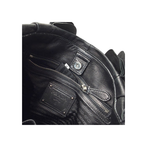 Prada Black Nappa Leather Ruffle Shoulder Bag
