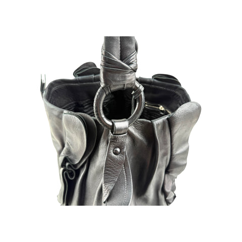 Prada Black Nappa Leather Ruffle Shoulder Bag
