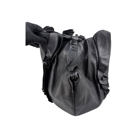Prada Black Nappa Leather Ruffle Shoulder Bag