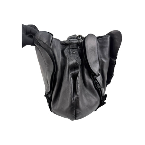 Prada Black Nappa Leather Ruffle Shoulder Bag