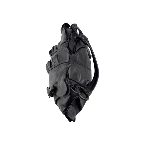 Prada Black Nappa Leather Ruffle Shoulder Bag
