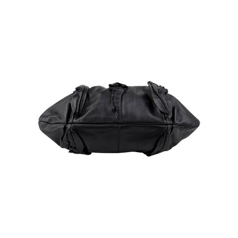 Prada Black Nappa Leather Ruffle Shoulder Bag