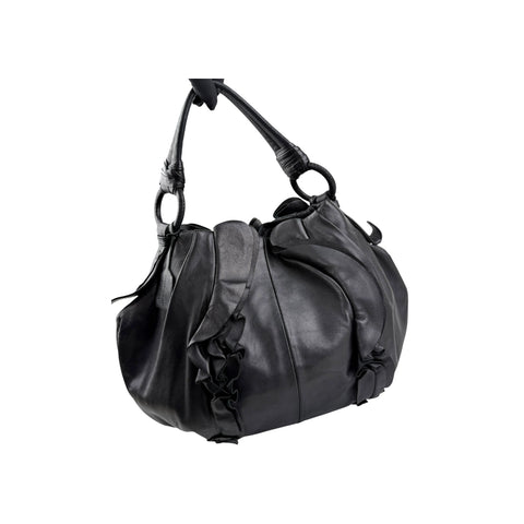 Prada Black Nappa Leather Ruffle Shoulder Bag