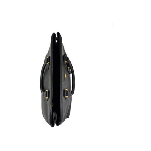 Prada Black Saffiano Vernice Leather Parabole Shopping Tote Bag