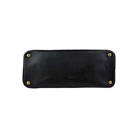 Prada Black Saffiano Vernice Leather Parabole Shopping Tote Bag