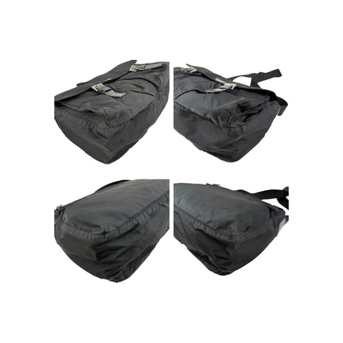 Prada Black Vela Nylon Buckle Messenger Bag
