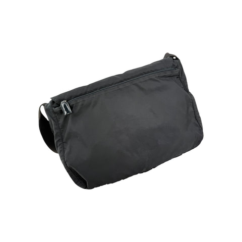 Prada Black Vela Nylon Buckle Messenger Bag