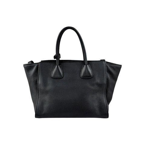 Prada Black Vitello Daino Leather Double Handle Tote Bag